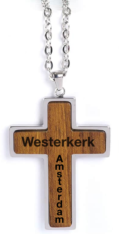 Engraved wooden pendant necklace Cross - Westerkerk engraved
