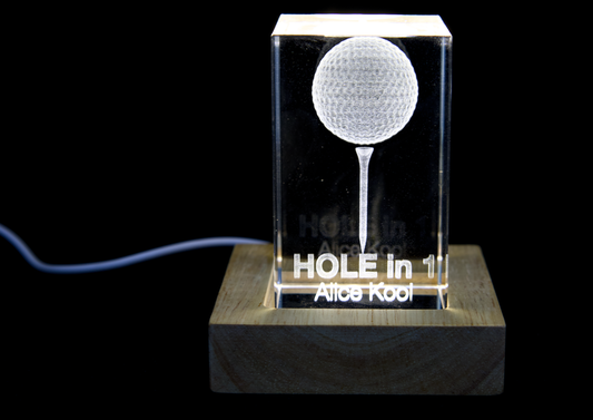 3D Kristal Golfbal met Tee