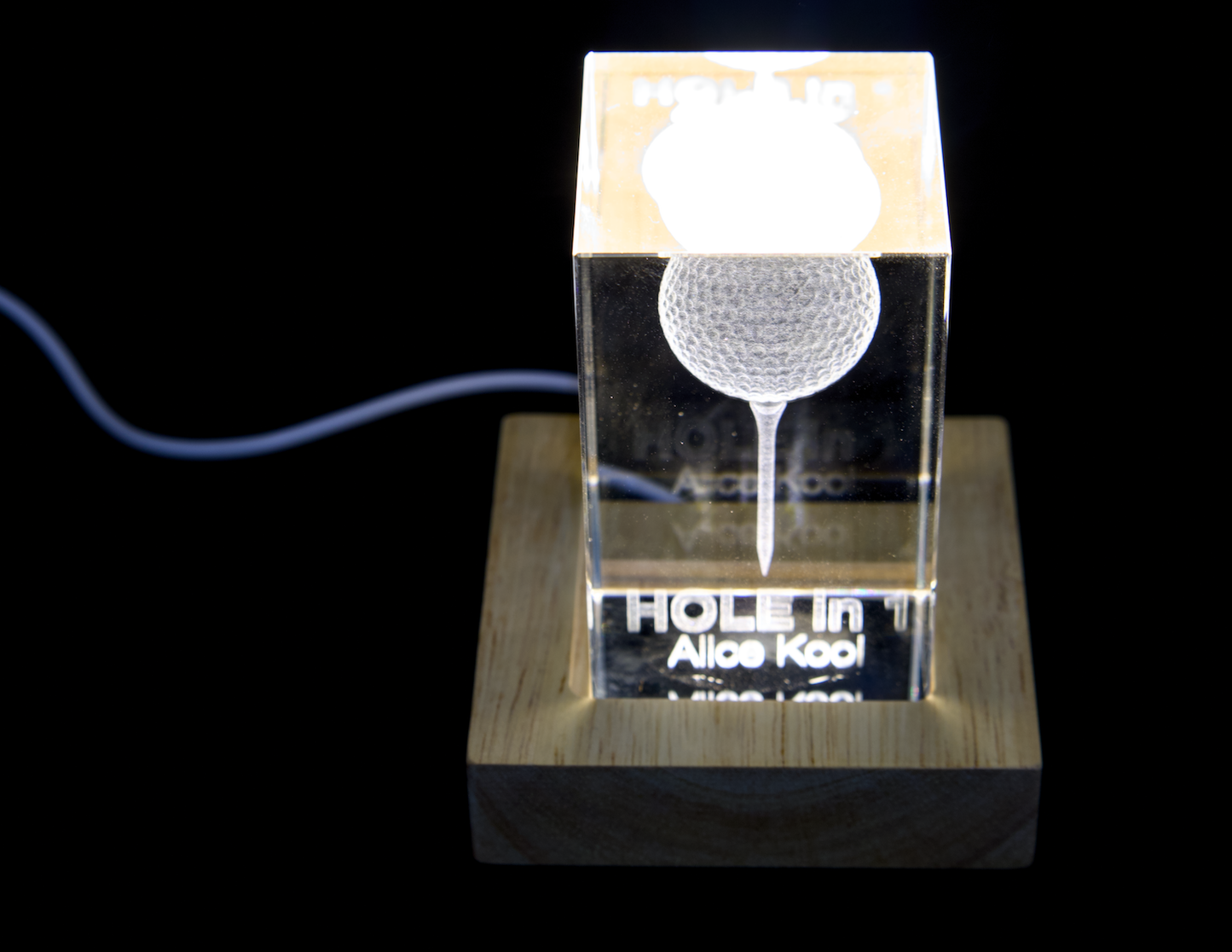 3D Kristal Golfbal met Tee