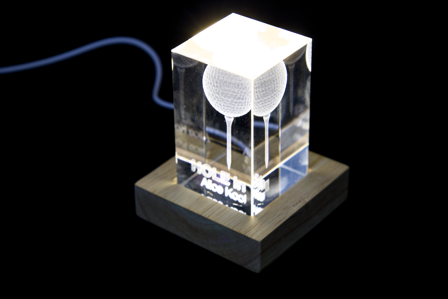3D Kristal Golfbal met Tee