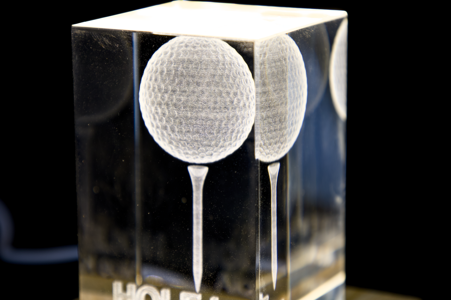 3D Kristal Golfbal met Tee
