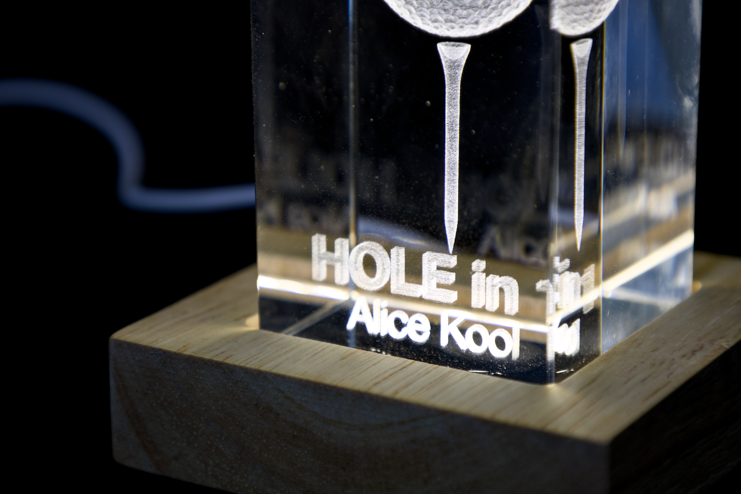 3D Kristal Golfbal met Tee