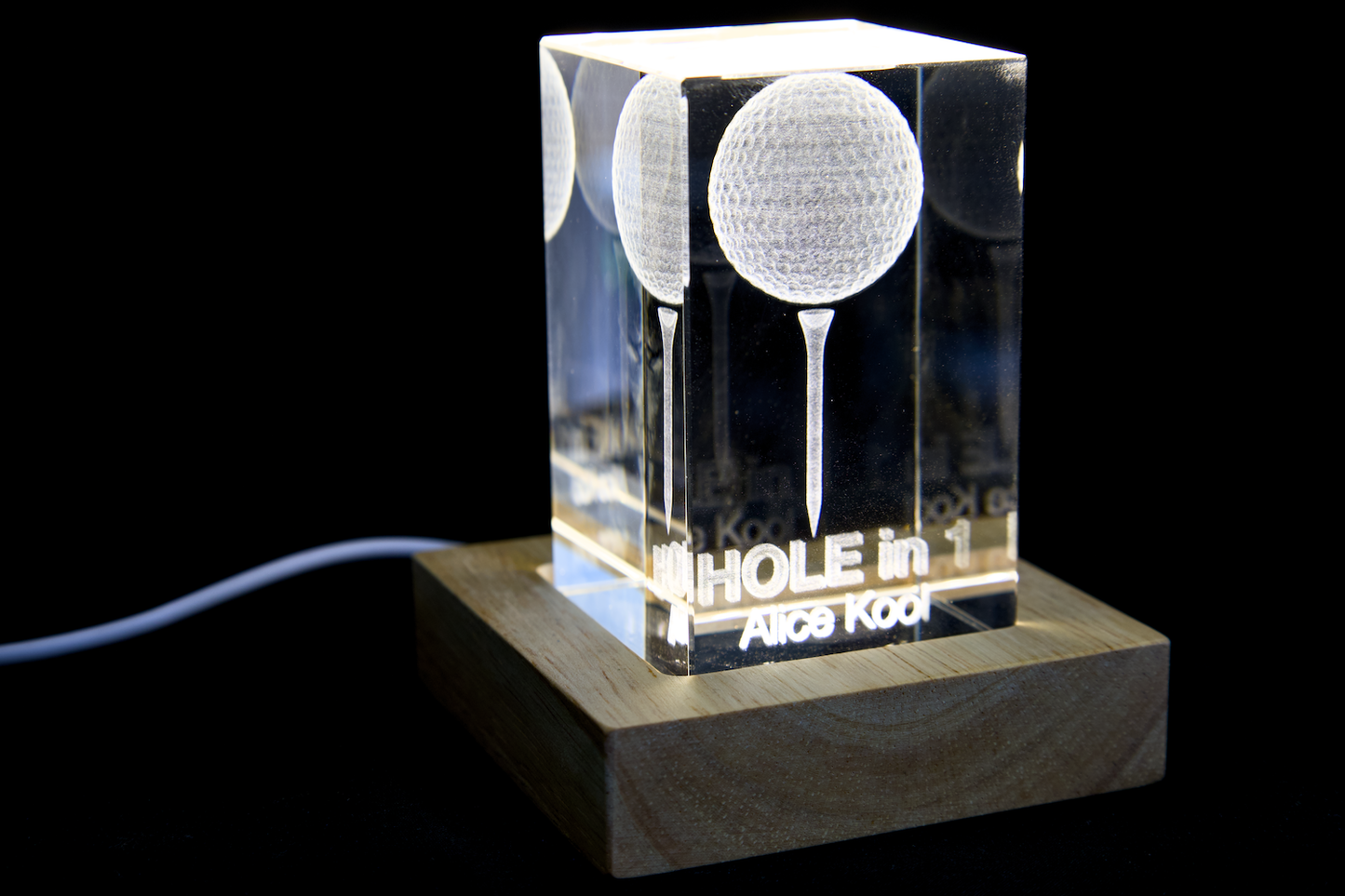 3D Kristal Golfbal met Tee