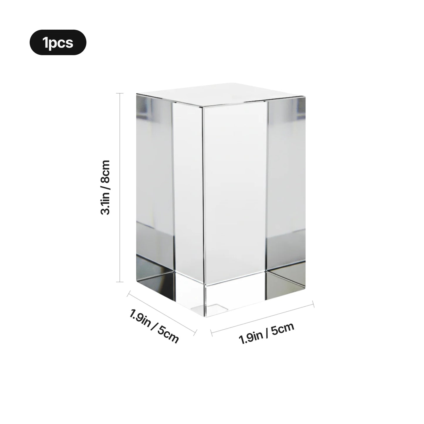 K9-Kristall mit Gravur – 50 × 50 × 80 mm