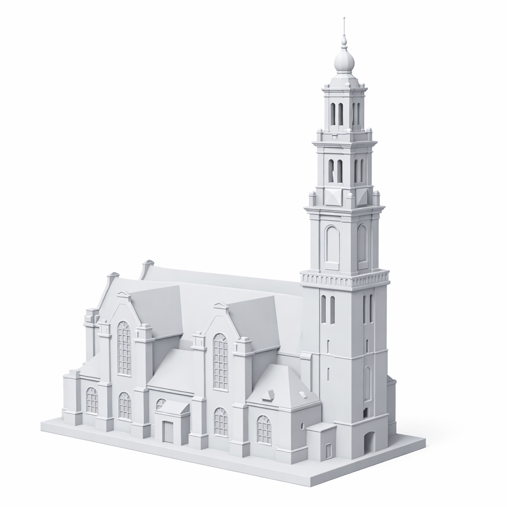 K9-Kristall mit Gravur der Westkirche – 50 × 50 × 80 mm